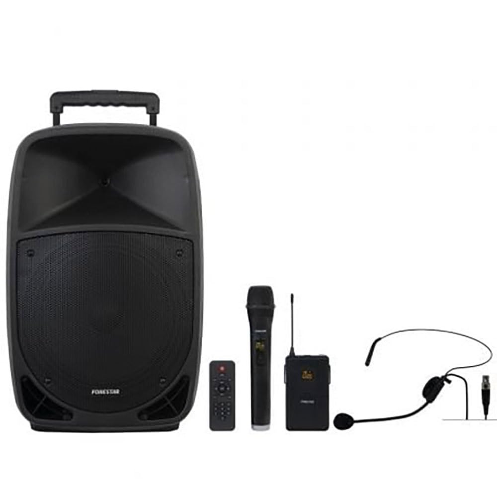FONESTAR Altavoces MALIBU-312 Portátiles Bluetooth 250W 2 micrófonos Karaoke Batería Trolley