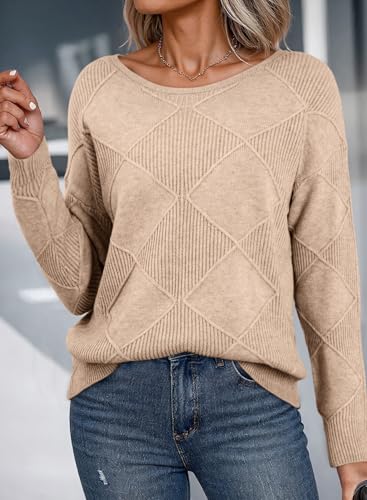 Dokotoo Women's Crew Neck Long Sleeve Sweaters 2025 Fall Winter Chunky Warm Pullover Tops Trendy Casual Outfits2