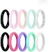 JINGRAYS 10-Pack Silicone Wedding Ring for Women, Silicone Rings Wedding Bands Thin and Stackable Durable Comfortable Antibacterial Rubber Rings Band,Singles 2.7mm Width,Size 5-9