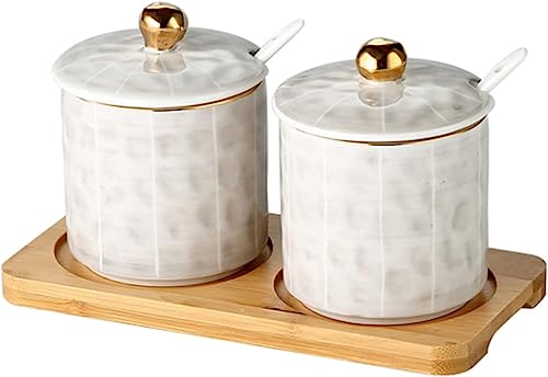 Cukiernica z ceramiczną łyżką - 300 ml porcelanowa sól świnia i pojemnik na cukier - stylowe akcesoria kuchenne