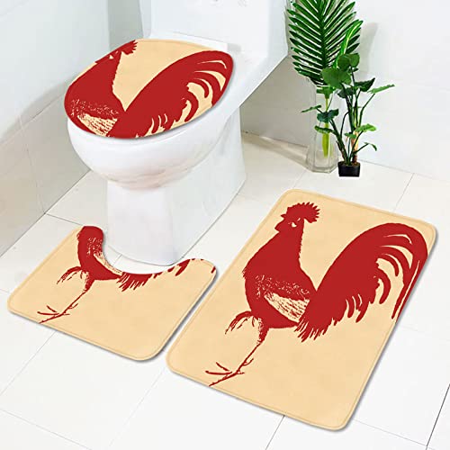 Badematten Set 3 teilig,Toilettenmatte Set,3er Badgarnitur Badezimmer Matte Set Dusch Bade Matte Vorleger Teppich 3D…