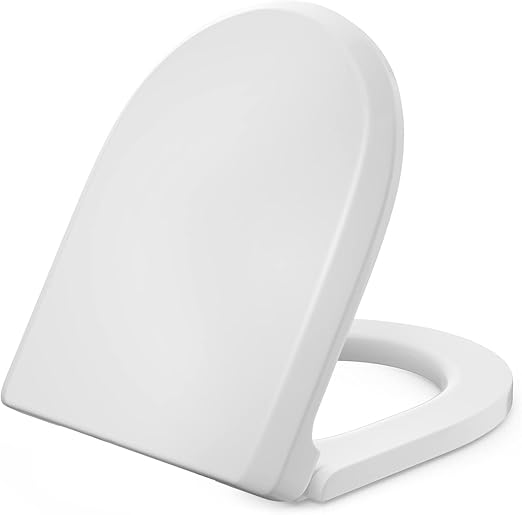 Vantency Toilet Seat D Shape, Soft Close White Toilet Seat with Quick