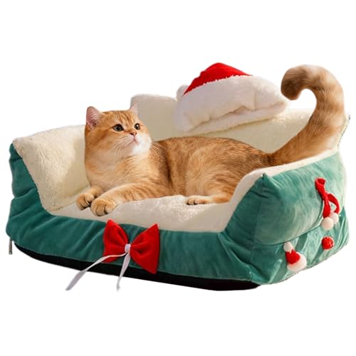Ungtyb ドッグベッド - クリスマスデザイン 洗える 冬用犬用ベッド - 快適な ペット ネスト | 子犬や動物用 リビングルーム 寝室 バルコニー アパート 家 寮用