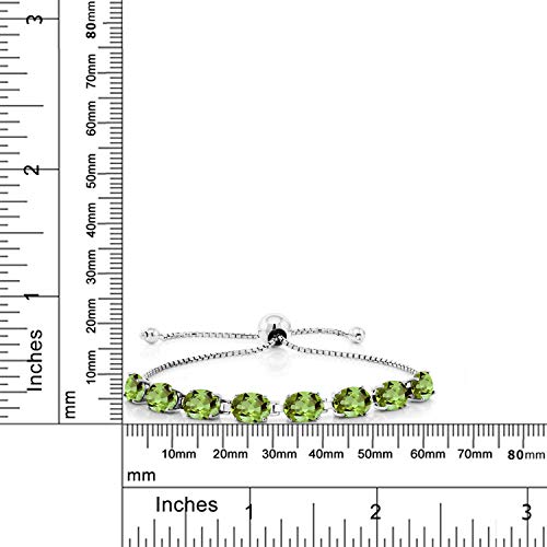 Gem Stone King 925 Sterling Silver Green Peridot Tennis Bracelet For Women (7.20 Cttw, Gemstone August Birthstone, Oval 7X5Mm, Fully Adjustable Up To 9 Inch) #TOP2