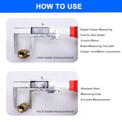 Image of GODESON Disc Brake Rotor Micrometer,Digital Caliper Measuring Tool for Disc Brake-6 Inch /150mm,Brake Measuring Tool wtih Caliper- Inch /Metric Conversion, Brake Caliper with Stainless Steel