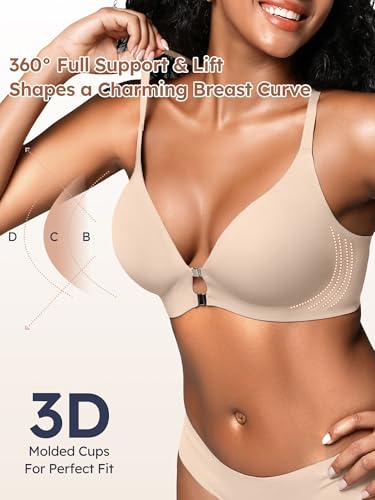 Image of Racerback Bras with Metal Magnetic Front Closure - S-XL Wireless for Women No Underwire Seamless Supportive Bralettes