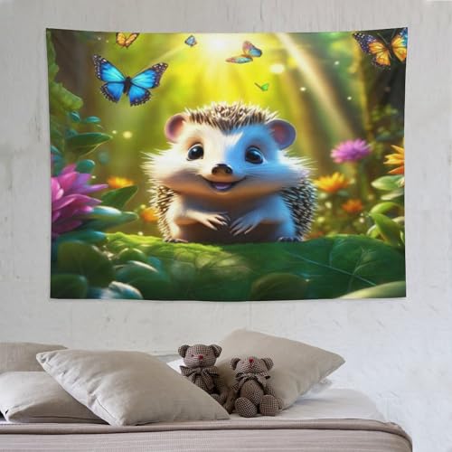 Tapisserie murale et tenture de chambre 150x200 cm au motif de hérisson imprimé en 3D
