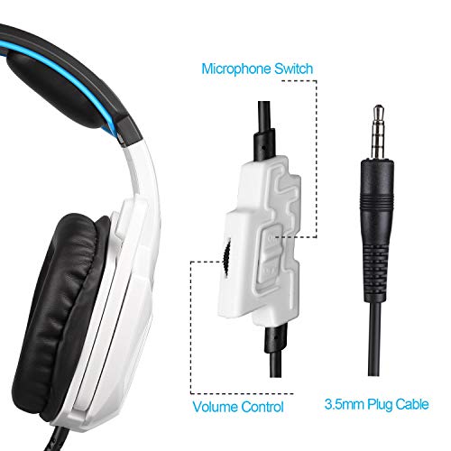 PS4 cuffie da gioco, SA920 3.5m Over-ear con cancellazione del rumore Gaming Headset con Hidden microfono per PC MAC XBOX 360 Tavolo in bianco e nero