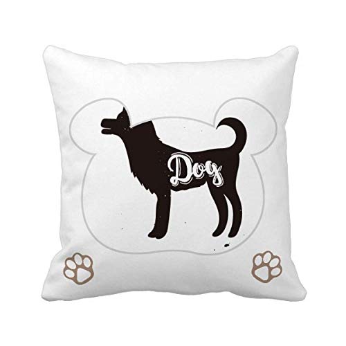 Housse de coussin carrée en forme d'ours motif chien noir et blanc - 2
