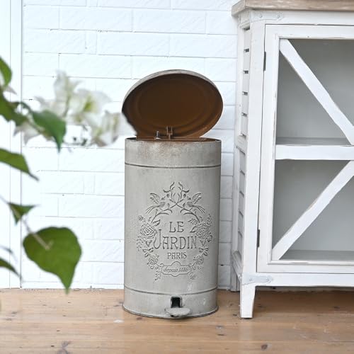 Image of Retro Outdoor Trash Can with Lid 17L /4.5 Gallon Waste Container with Pedal Garbage Poop Bin Kitchen Waste Bins Touchless Bathroom Garbage Can Room Park Garden Decor
