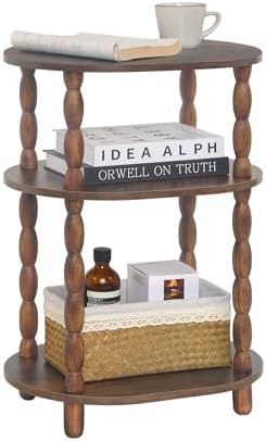 MaxSmeo Side Table, 3-Tier Small End Table, Modern Oval Night Sta...