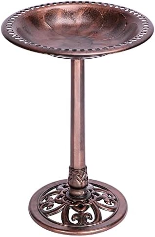 VIVOHOME 28 Inch Height Polyresin Lightweight Antique Outdoor Garden Bird Bath Bronze