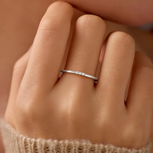 Dainty 14K Gold Plated Cubic Zirconia Rings Eternity Engagement Wedding Band Rings 925 Sterling Silver Stackable Rings for Women Aura Minimalist Knuckle Pinky Finger Ring Jewelry Christmas Gifts2