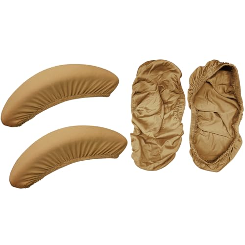 Image of HOKIPO 'SereneSolids' 140 GSM Armrest Covers for Office Chair (Elastic Style), 1 Pair, Camel (AR-5933-CML)