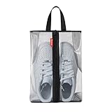 Rankaxa Travel Shoe Bag with Handle and Zipper Closure for Travel and Home Use as Soccer Shoe Bag - Waterproof, Dustproof, Transparent (Black 1 Pack)