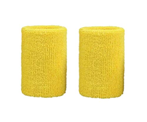 Wonzone 1 Pairs 4 Inch Wrist Sweatband Sports Basketball Wristband/Sweatband Wrist Sweat Band/Brace Yellow #TOP9
