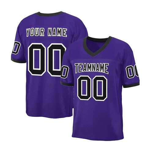 Personalisiert American Football Trikot Atmungsaktiv Jersey mit Name Nummer Logo, Individuelles Kinder Erwachsene Schnelltrocknend Sport TShirt, Funktionsshirt für Junge,Mädchen,Herrn, Damen