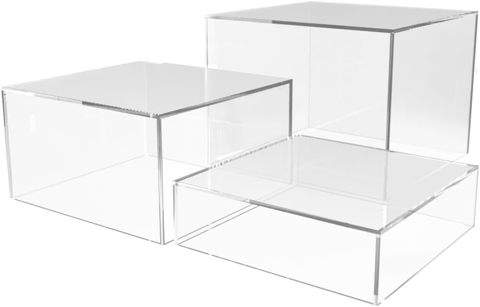 3 Piece Acrylic Display Boxes Retail Product Riser No Lid 2