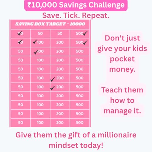 Image of ATM Piggy Bank for Kids Boys and Girls | Money Box with ₹10,000 Saving Target | Money Bank with Lock Touch Sensor | Auto Scroll Cash Gullak for Kids | Piggy Bank for Girls & Boys (Pink)