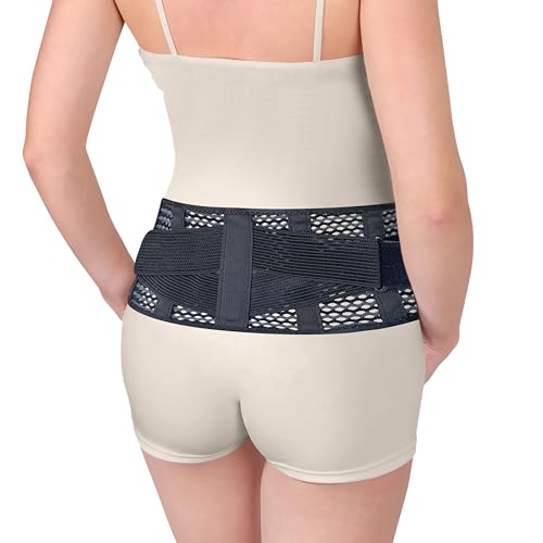 Thin & Breathable Narrow Back Brace for Women and Men, Low-Profile Mesh Support Belt for Lower Back Pain Relief, Adjustable Under-Clothes Back Brace for Work, Driving & Daily Wear