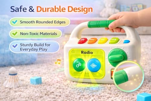 Image of Brand Conquer Baby Musical Toy for 1+ Year, Interactive Learning with Lights & Sounds, Educational ABC Numbers Shapes Songs Toy, Portable Toy Early Development Gift for Boys & Girls (Radio)