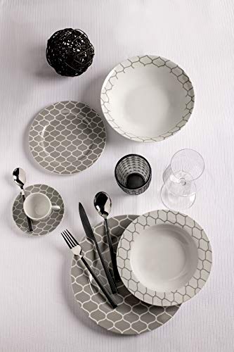 Evviva - Servicio de mesa 19 piezas Trilli 6 platos 6 fondos 6 frutas 1 ensaladera + tazas café Servizio Tavola