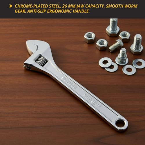 Image of 12 Inch (300mm) Adjustable Spanner Wrench || Max Jaw Opening - 35mm || Heavy Duty Chrome Plated Drop Forged Steel - Industrial Grade Tool for Plumbing & Automotive Use