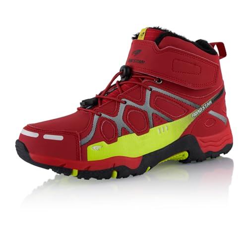 Fusskleidung® Damen Herren Wanderschuhe warm gefütterte Rot Gruen EU 43