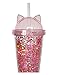 Bicchiere con Cannuccia Carino gatto orecchio flash film doppio strato tazza da 420 ml regalo tazza di custom tazza di plastica creativa tazza di acqua di acqua di plastica 7.87 * 3.74 * 3.74inches