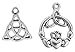 Celtic Charms, 100 pc (50 of Each) Antiqued Silver Tone Pendants, Triquetra Knot and Claddagh