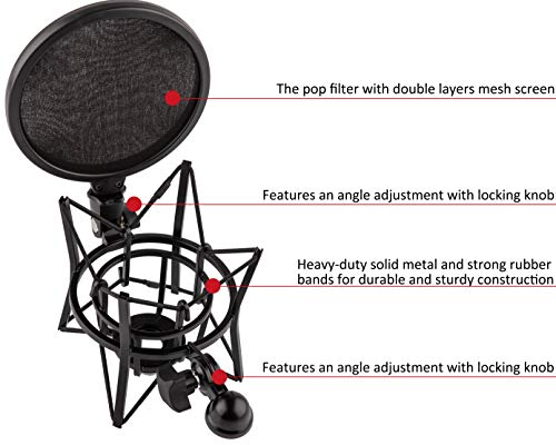 LYRCRO Microphone Shock Mount with Integrated Pop Shield for Rode Mics like K2, NT1-A,NT1000, NT2-A, NT2000, NTK, Podcaster and Procaster (20mm Internal Thread). - Image 3