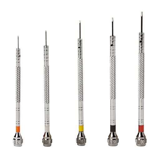 Bergeon 55-605 2868 Set of 5 Chrome Plated Brass Screwdrivers Watch Repair Kit