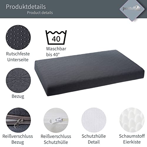PETSTUFF Orthopädisches Hundebett Bezug abnehmbar waschbar Farb- und Größenwahl, dunkelgrau, S