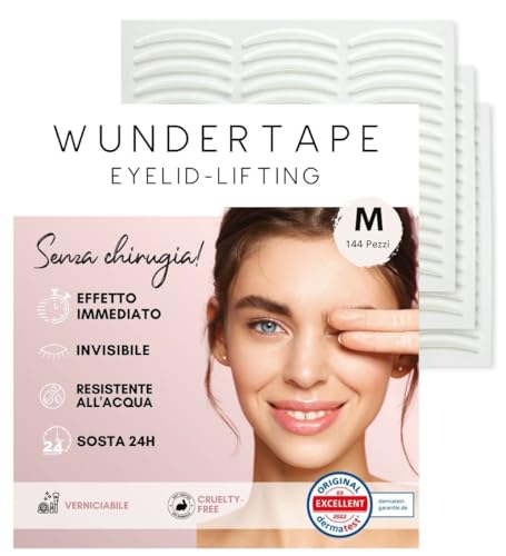 WUNDERTAPE strisce adesivi per palpebre cadenti „M“ (144 pz) - nastro correzione invisibile delle palpebre cadenti senza chirurgia Eyelid tape