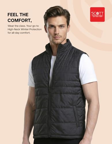Image of Scott International Winter Puffer Jacket | Sleeveless Water Repellent Quilted Padded | Lightweight Winter Wear | Mens Jacket | Men's Polyester Sleeveless with Pocket | Jackets for Men Stylish