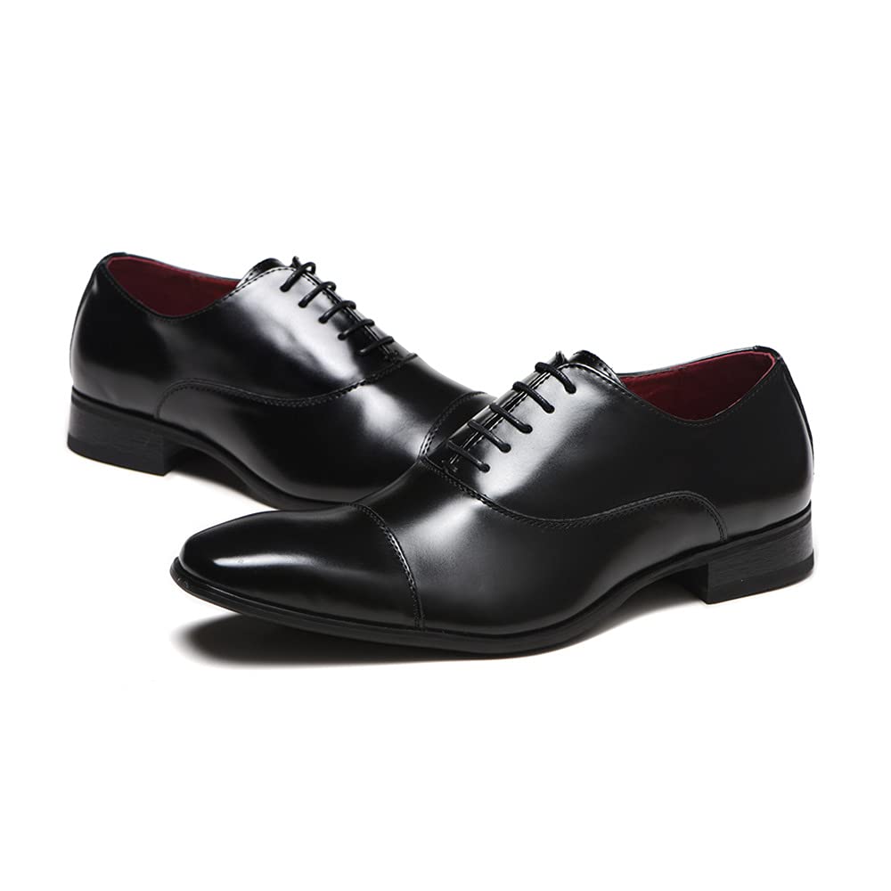 Scarpe eleganti da uomo Stringate Punta quadrata brunita oxford in pelle PU Suola gomma Antiscivolo Low Top Business