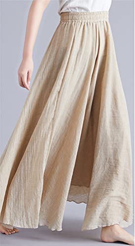 chouyatou Womens Flowy Elastic High Waisted Wide Leg Pants Casual Palazzo Linen Pants Culottes3