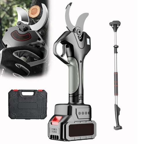 zhenmaster Podadora de Altura Inalámbrica con Batería 21V – Corte de Precisión con Cuchilla SK5, Mango Ajustable hasta 2,1m, Motor Brushless, Pantalla LCD y Kit Completo de Poda(Withpole)