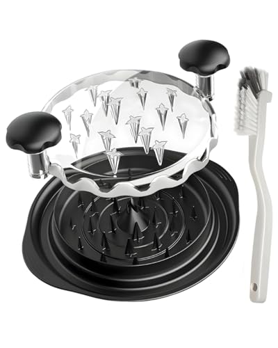 LUDHEP Trituradora de pollo de 25 cm, con Tapa Transparente & cepillo, herramienta para picar carne grande, Picadora Alimentos Manual Trituración Facilitar Mango Ergonómico para Cerdo