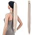 SWACC 28-Inch Long Straight Claw Clip Ponytail Extensions Synthetic Hair Extensions Ponytail Jaw Clip Hair Pieces for Women (Platinum Blonde)