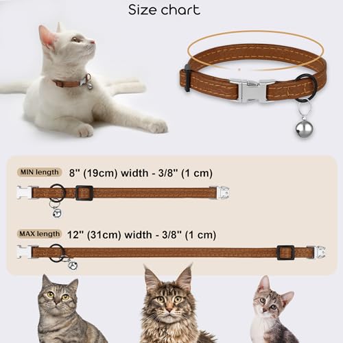 Collar de cuero para gato anti tirones que no daña el pelaje suave 4