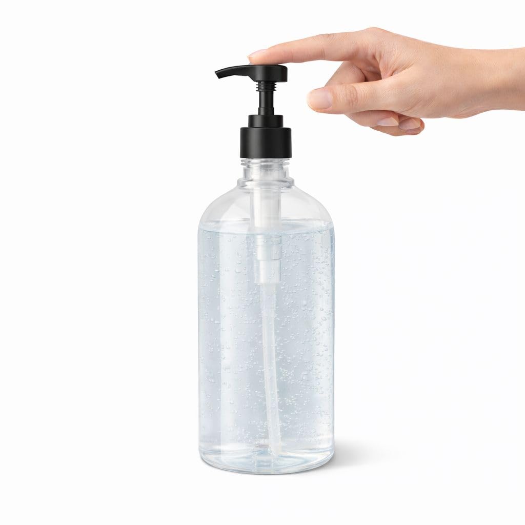 Dispenser universale a pompa, confezione da 2, si adatta alla maggior parte dei popolari shampoo, balsamo, dimensioni 1 litro, 1000 ml, 750 ml, 500 ml (nero)