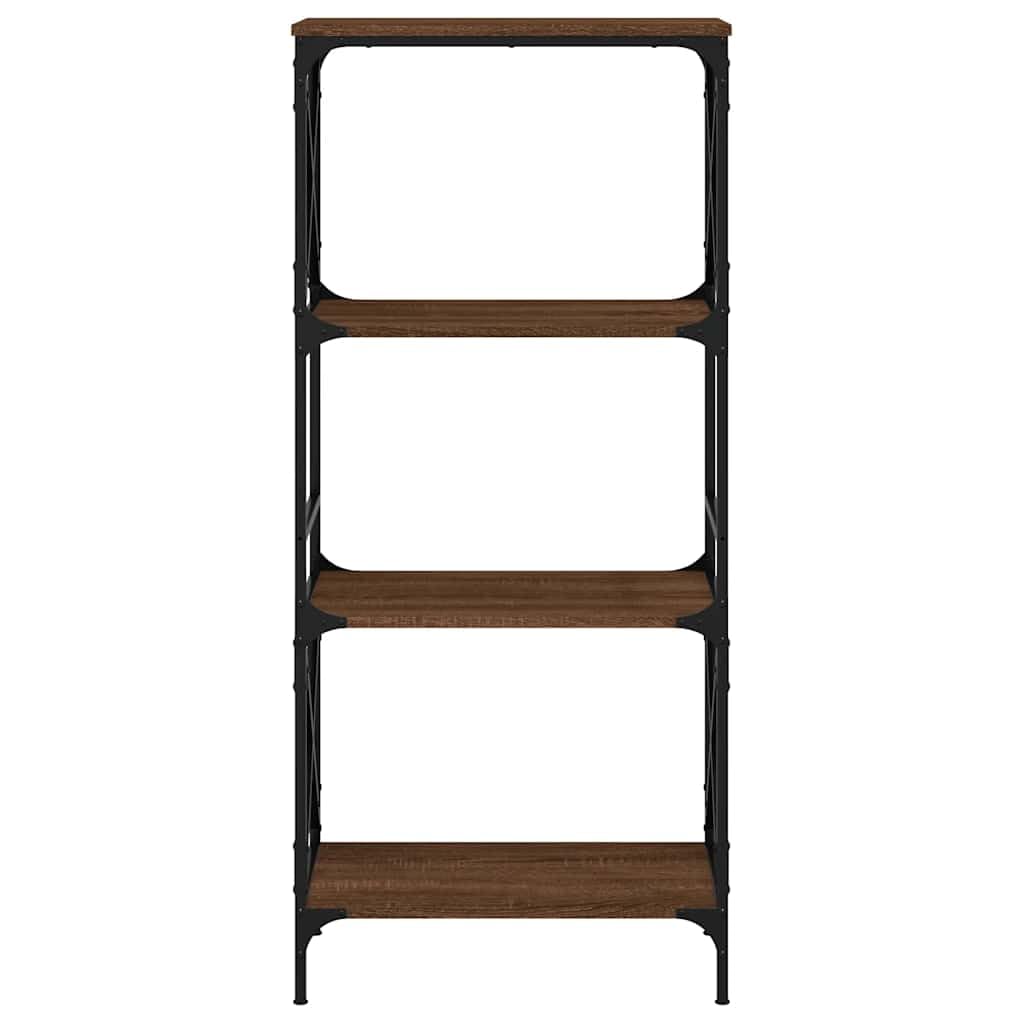 Libreria a 4 ripiani, rovere marrone, 59 x 35 x 132 cm, in legno con gambe regolabili e telaio in metallo, per soggiorno, ufficio, cameretta dei bambini, corridoio, biblioteca, ripostiglio