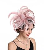 KERITANE Women Fascinators Hats Flower Fascinators with Headband and Clip Tea Party Headwear for Women and Girls (US, Alpha, Medium, N2-Dusty Pink)