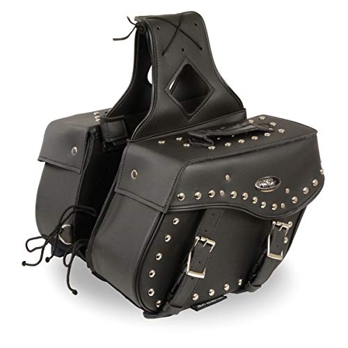 Image of Milwaukee Leather Studded Throw-Over Motorcycle Saddlebags - Synthetic Leather - Universal Fit - Zip-Off - Medium