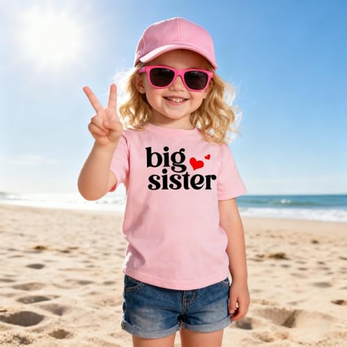 Image of Big Sister Shirt for Girls Toddler Kids Pregnancy Announcement Promoted to Big Sis T-Shirt Summer Short Sleeve Top