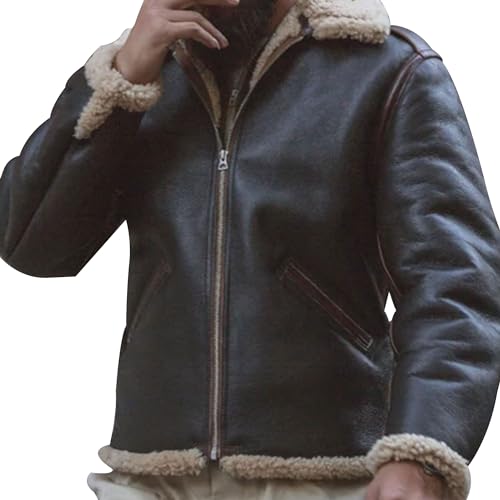 Image of The Next Men B6 Bomber Jacket Aviator Real Shearling B6 Pilot Bomber Leather Jackets For Men