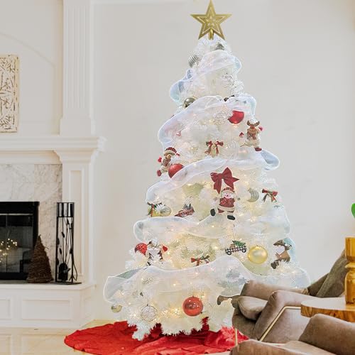 BDL-10FT-White-Christmas-Tree-Premium-Hinged-Artificial-Pine-Tree-with-Solid-Metal-Stand-and-Decorations2150Tips BDL 10FT White Christmas Tree Premium Hinged Artificial Pine Tree with Solid Metal Stand and Decorations2150Tips