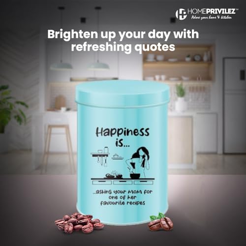 Image of inchChromaJars inch Stainless steel Stylish Coloured printed storage containers set of 4 for Home & Kitchen 500Ml, 900ML,1750 Ml & 2900 Ml (SEA BLUE)