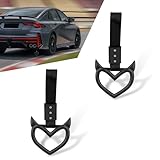 Qurbuns 2 PCS Devil Heart Car Handle Straps, Love Shape Handle Keychains, Hand Strap Drift Charm Bumper Warning Ring, Heart Car Accessories, Interior Exterior Decor for Cars SUV Bus Subway (Black)